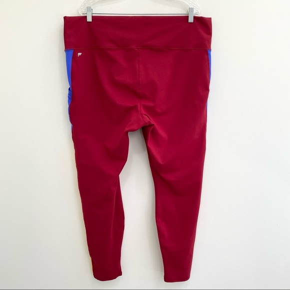 Fabletics on the go red blue yellow color block high waisted leggings pockets 3X - Picture 2 of 9